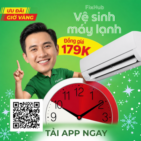Dịch Vụ Vệ Sinh Máy Lạnh Giờ Vàng Giá Rẻ: Đồng Giá 179K Tại FixHub
