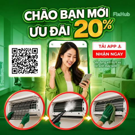 Ưu Đãi Vệ Sinh Máy Lạnh Cho Người Dùng Mới: Giảm 20% Trên App FixHub